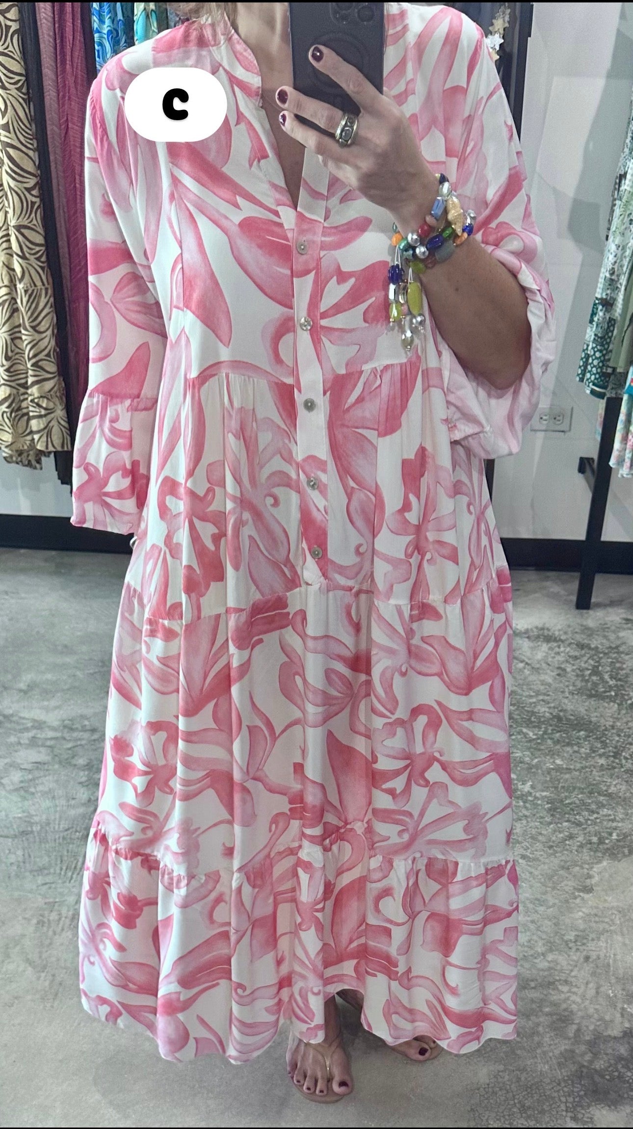 One Size Made in Italy Print Maxi Dress