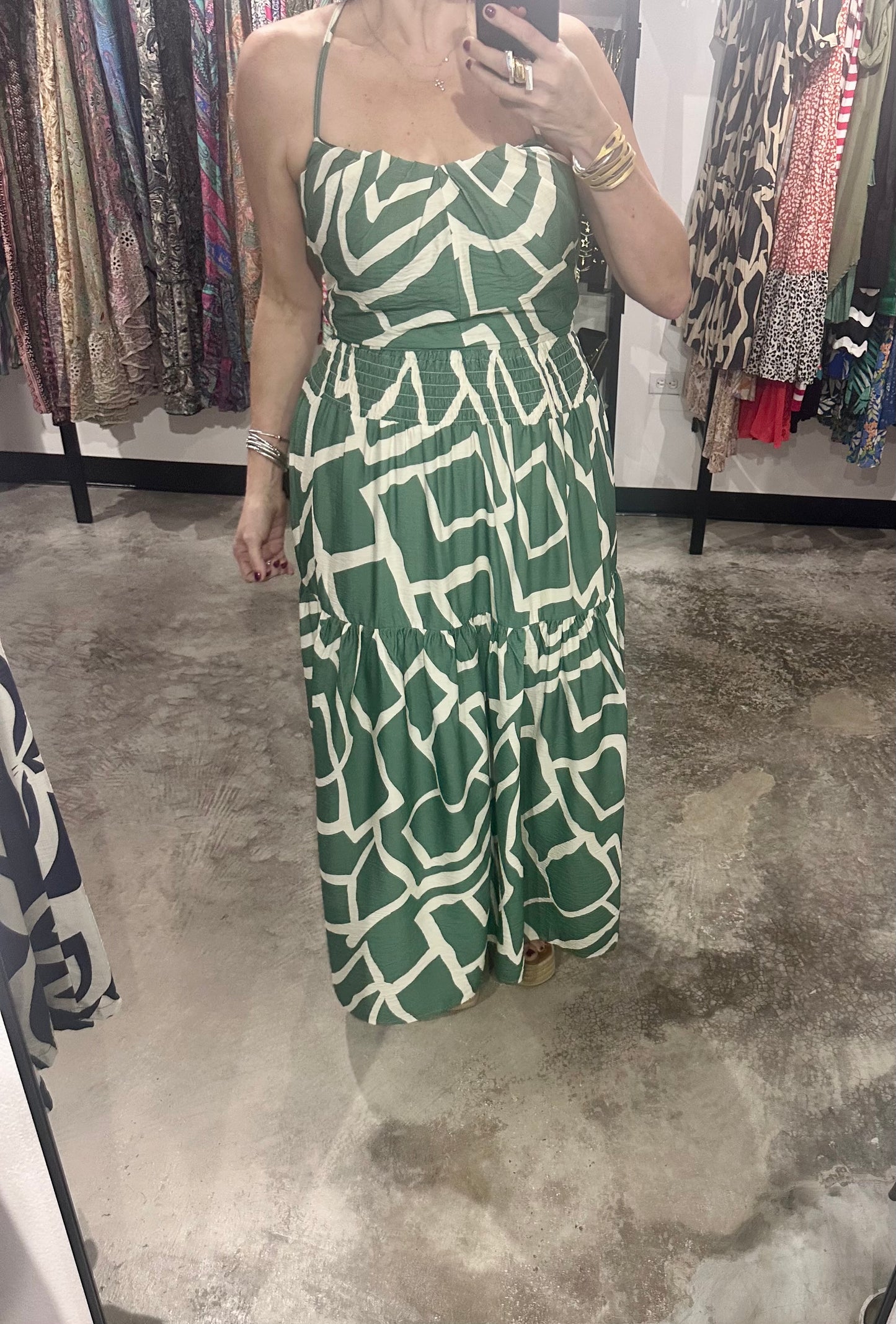 Thin Strap Top with Tiered Skirt Set