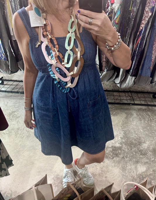 Oval Reversible Layer Multi Leather Necklace
