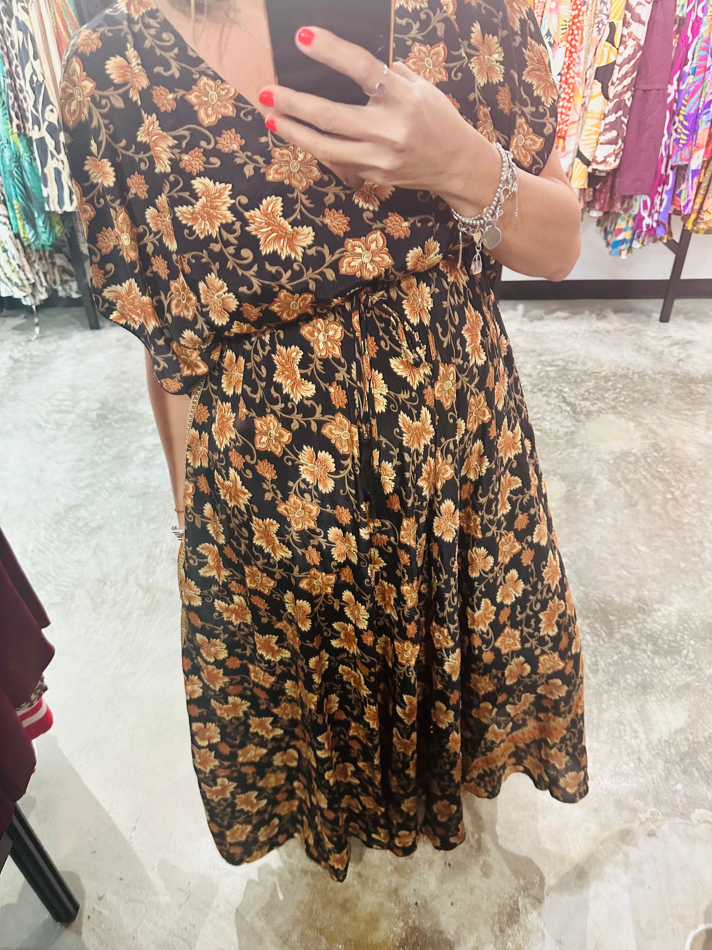 One Size Multi Print Maxi Dress