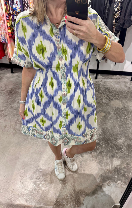 Ethnic Print Short Dress
