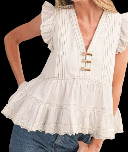 Pre Order - Stitch Lace Trim Top