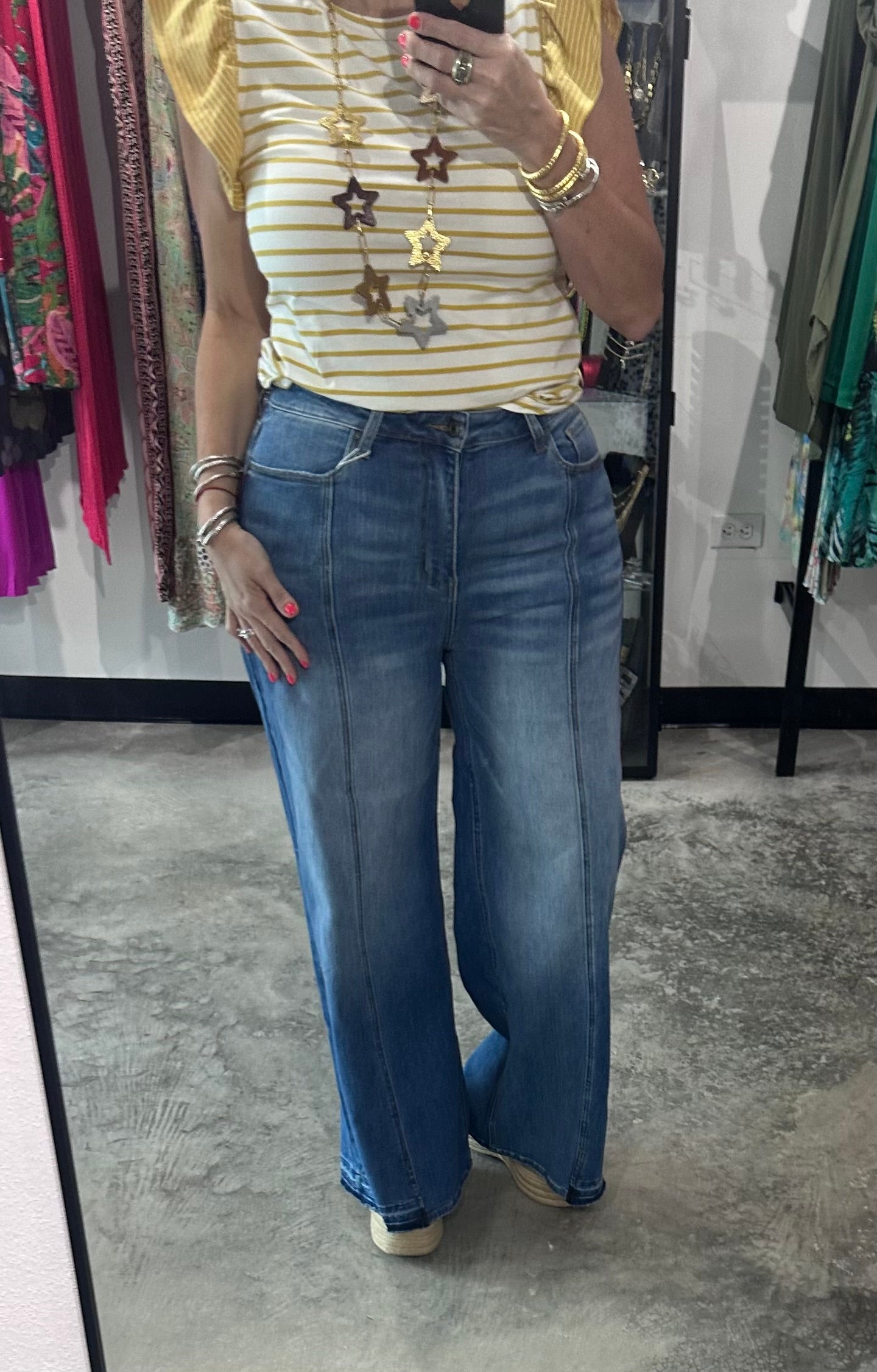 High Waist Wide Leg Denim Pants