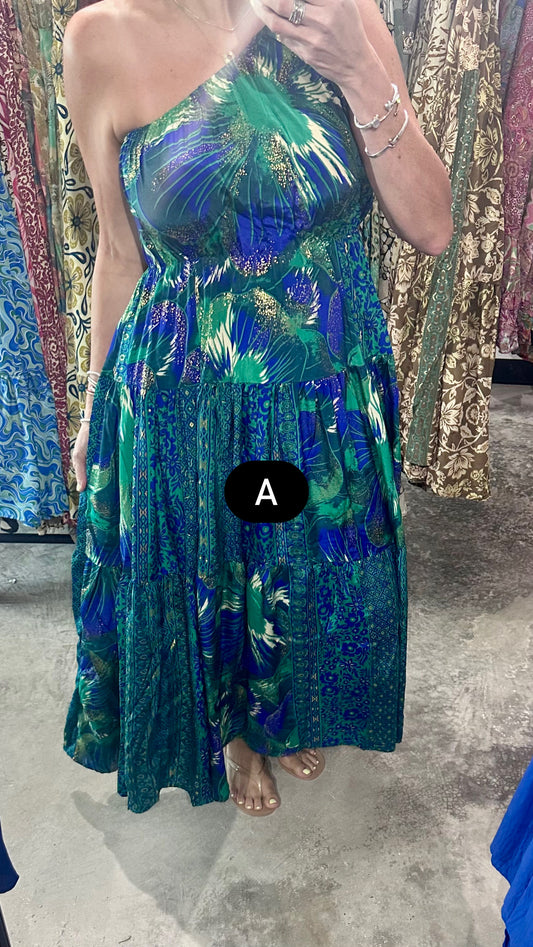 One Size One Shoulder Maxi Dress - Assorted