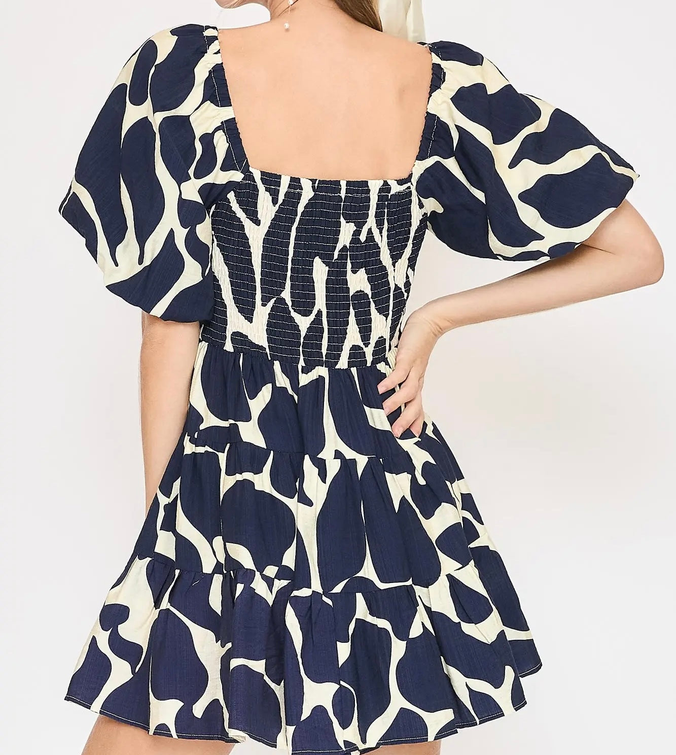 Abstract Navy Short Dress