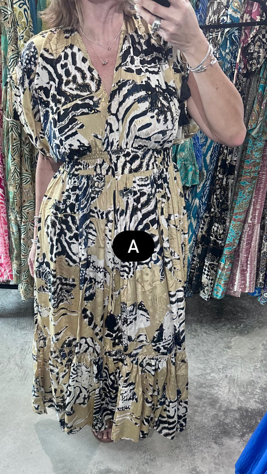 One Size Bell Sleeves Maxi Dress - Assorted