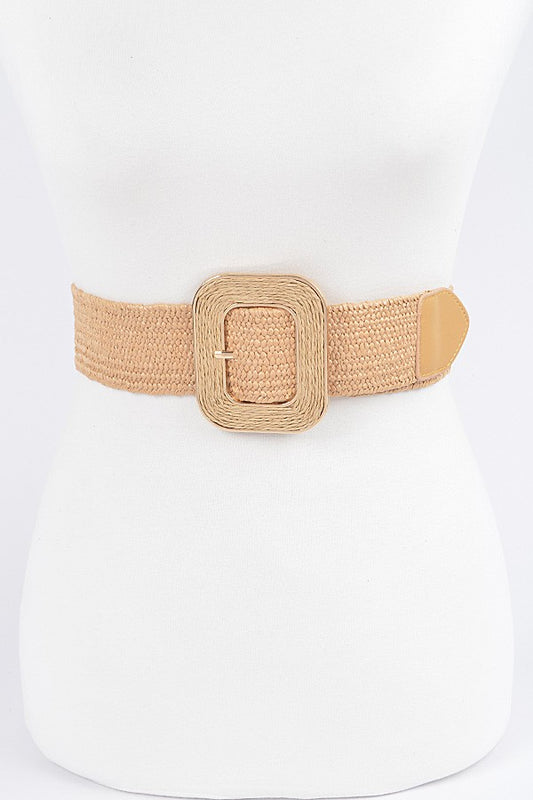 Khaki Square Bucket Elastic Fashion Belt