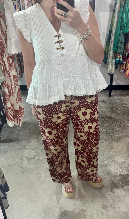 Floral Print High Waist Pants