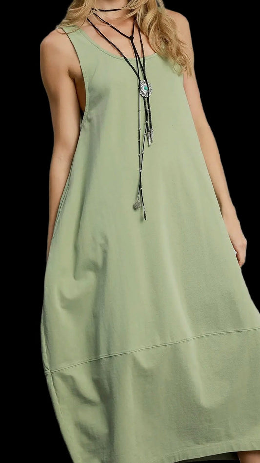 Sage Washed Midi Dress