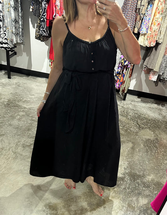 Small - Braid Strap Midi Dress in Black