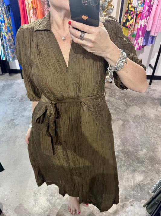 Crinkle Midi Dress