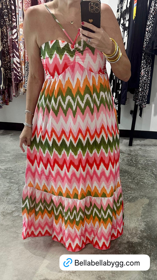 Zigzag Halter Maxi Dress