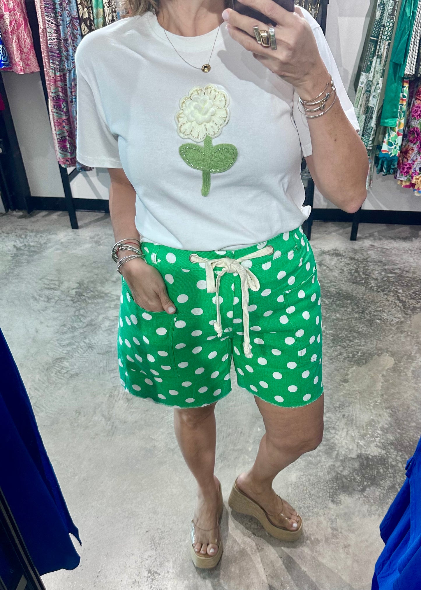 Polka Dot Print Shorts - A