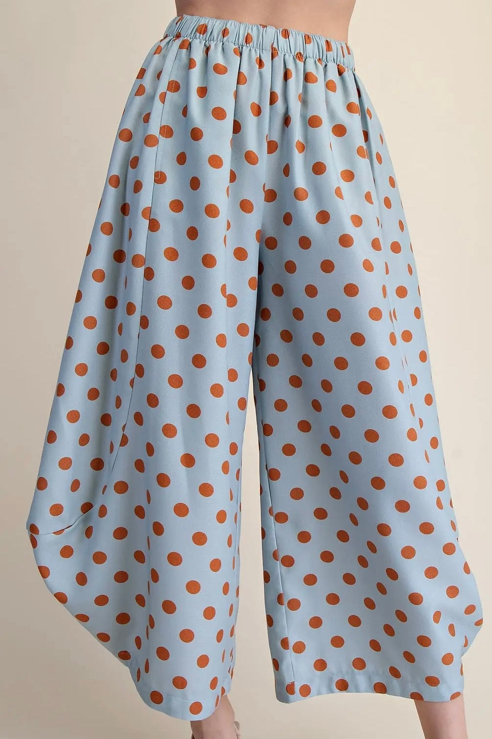 Mid Rise Polka Dot Wide Leg