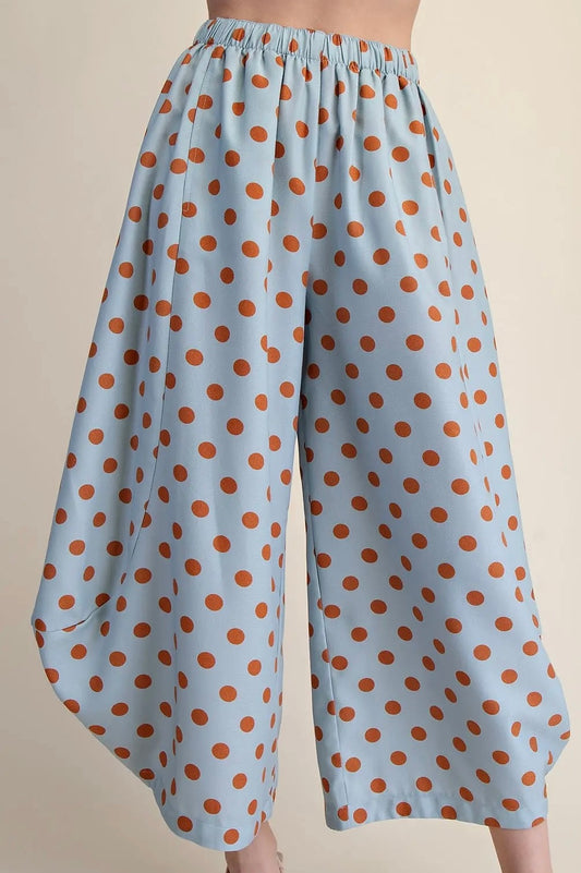 Mid Rise Polka Dot Wide Leg
