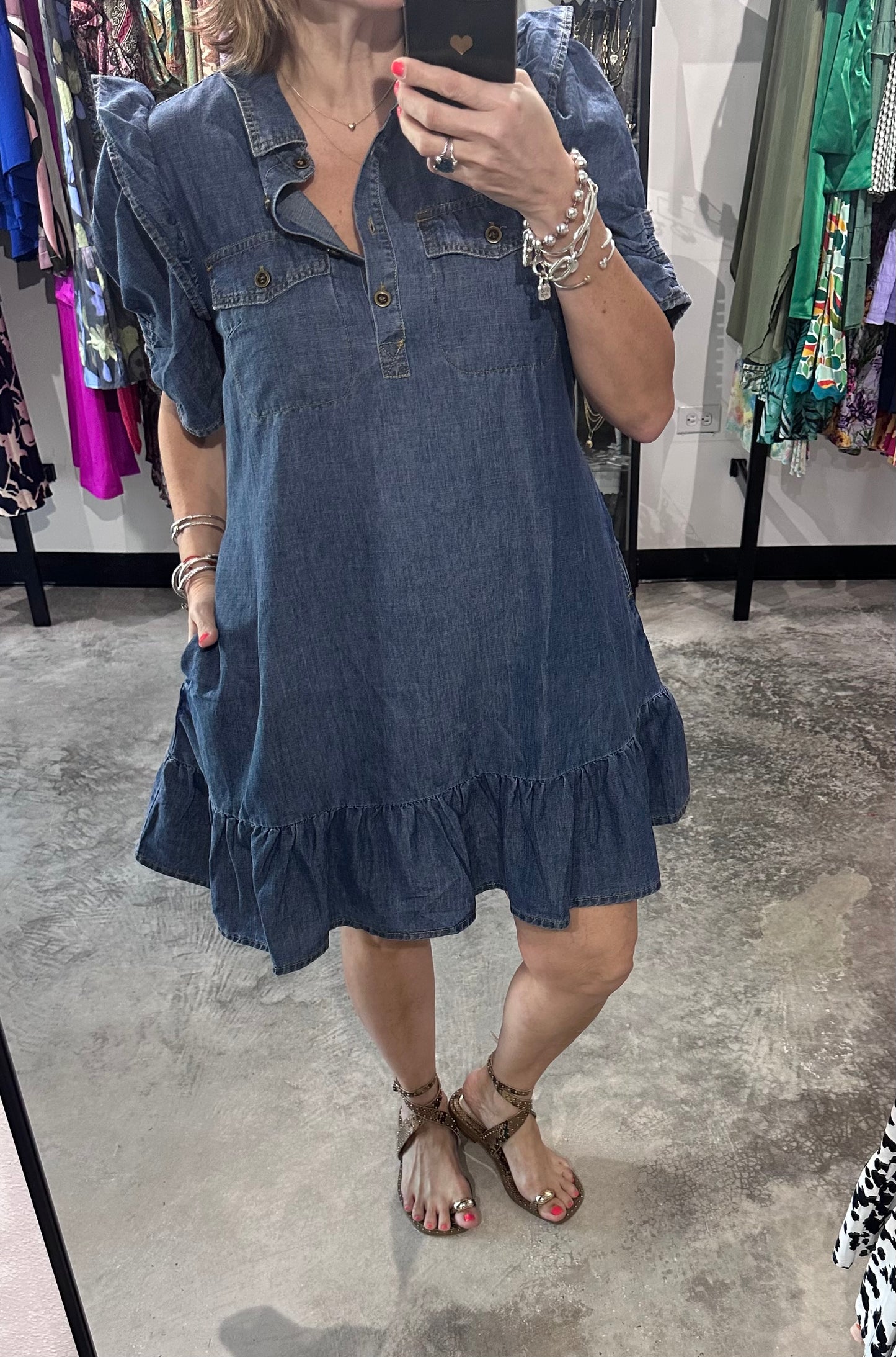 Washed Denim Short Dress