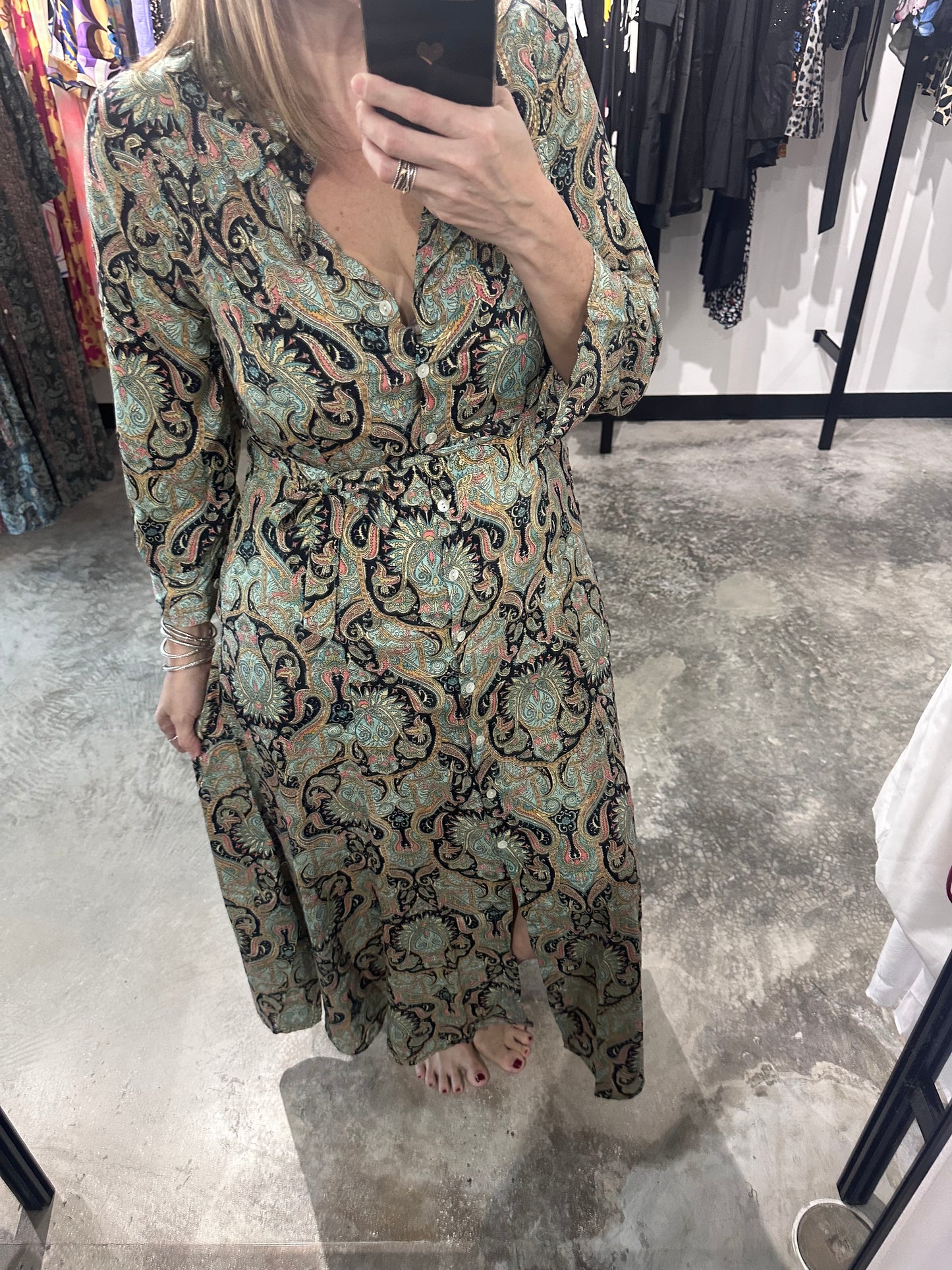 One Size Long Sleeve Shirt Maxi Dress