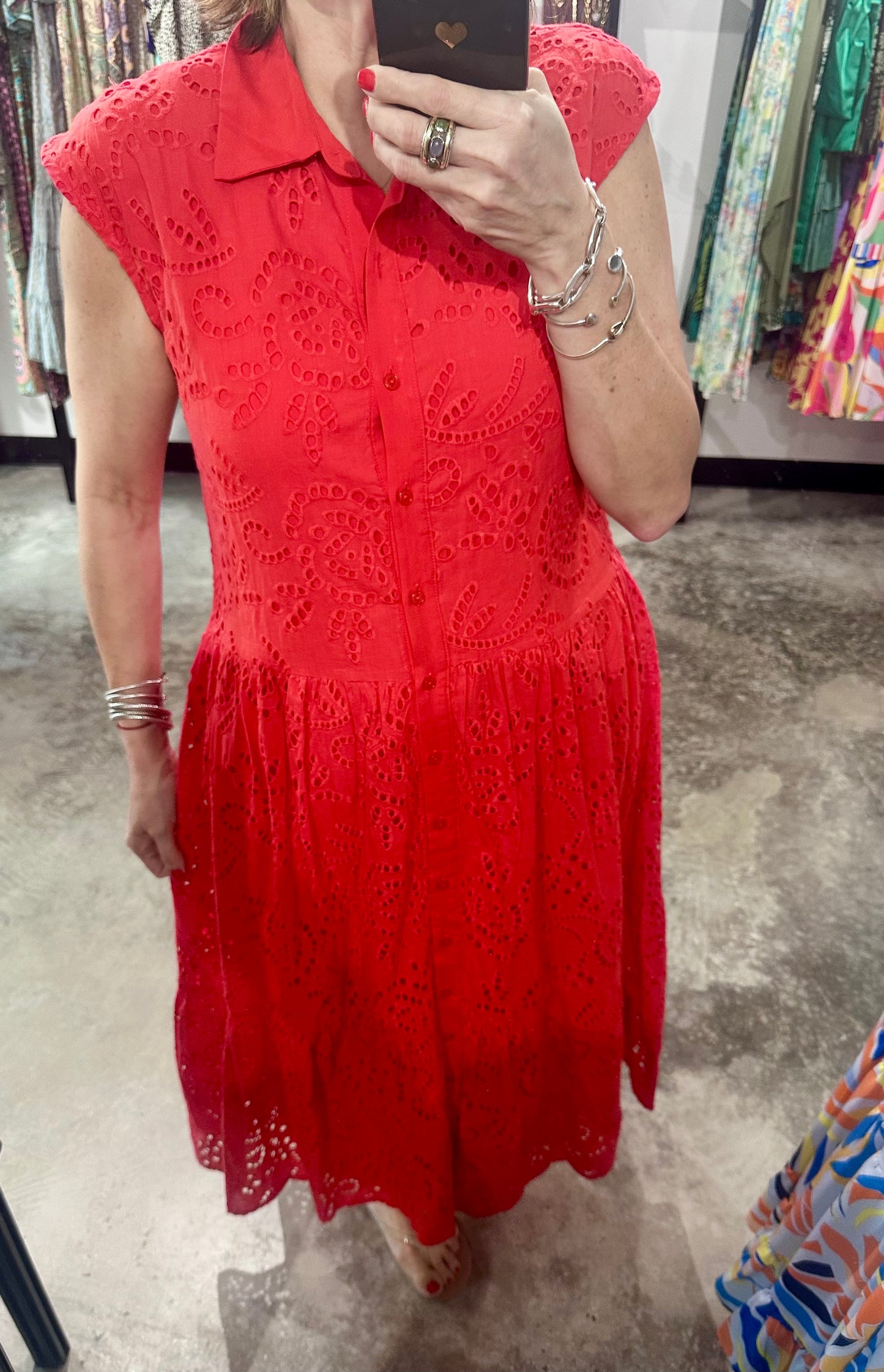 Eyelet Lace Midi Dress