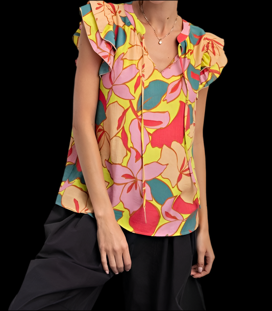 Curvy Blossom Print Top