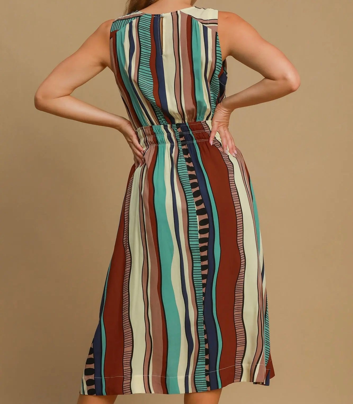 Abstract Print Midi Dress