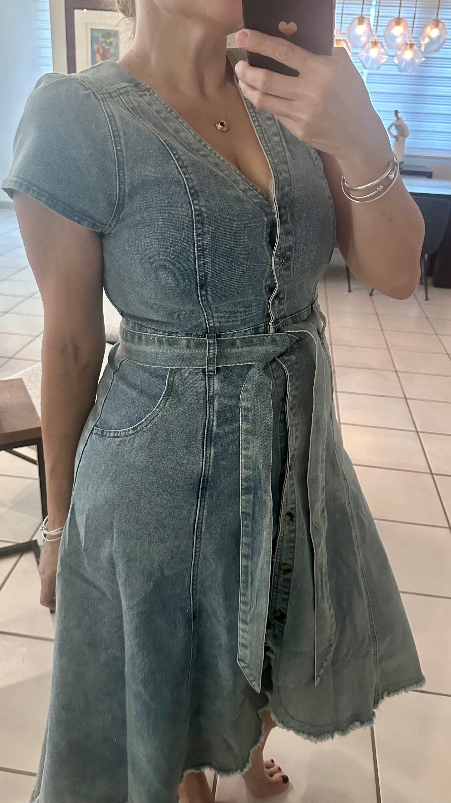 Asymmetrical Denim Maxi Dress