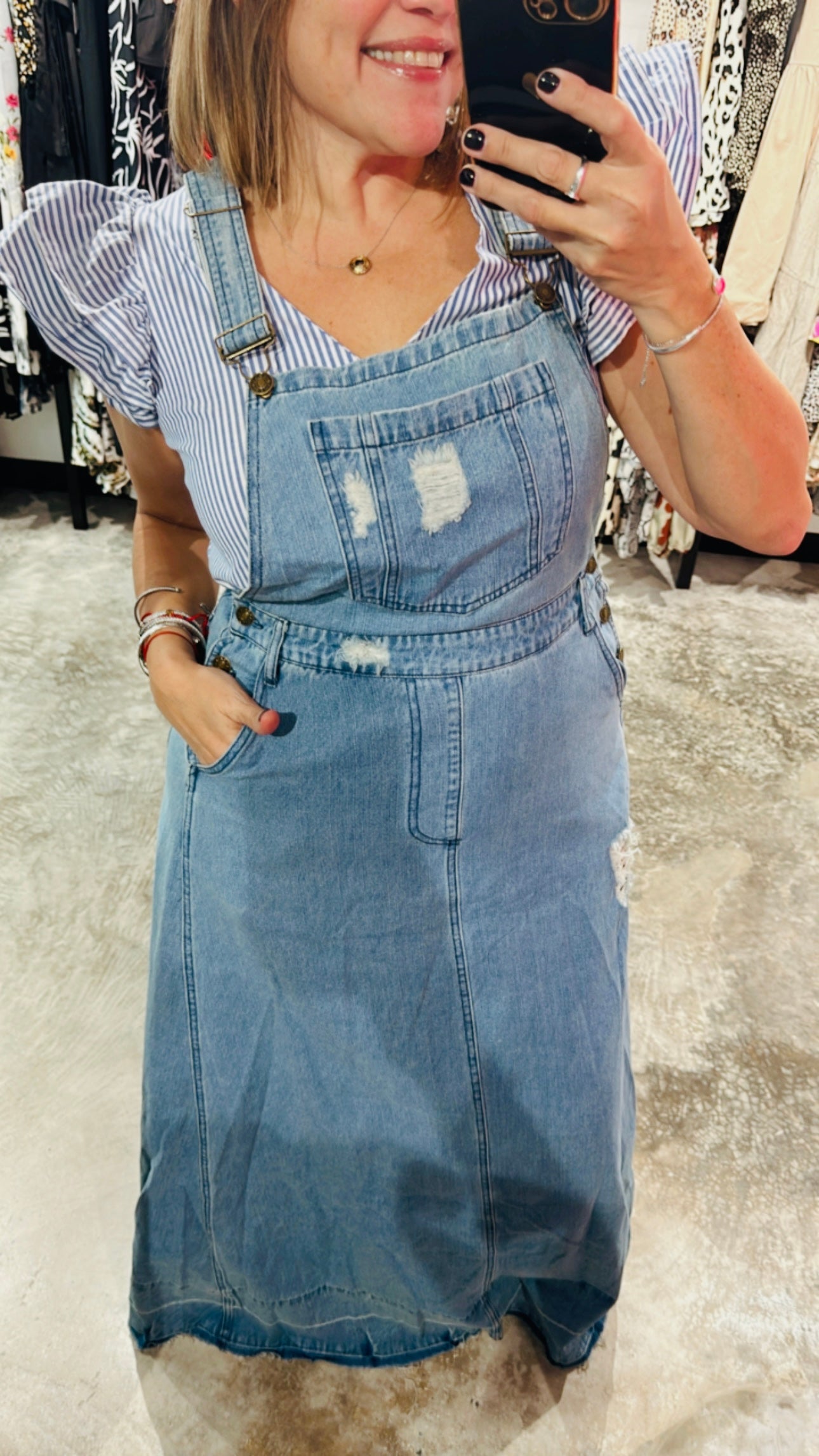 Overall Denim Maxi Dress