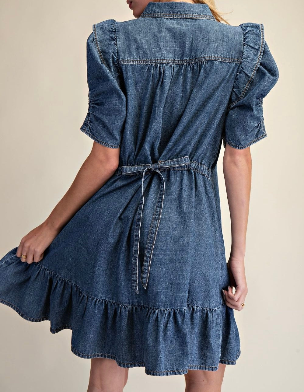 Washed Denim Short Dress
