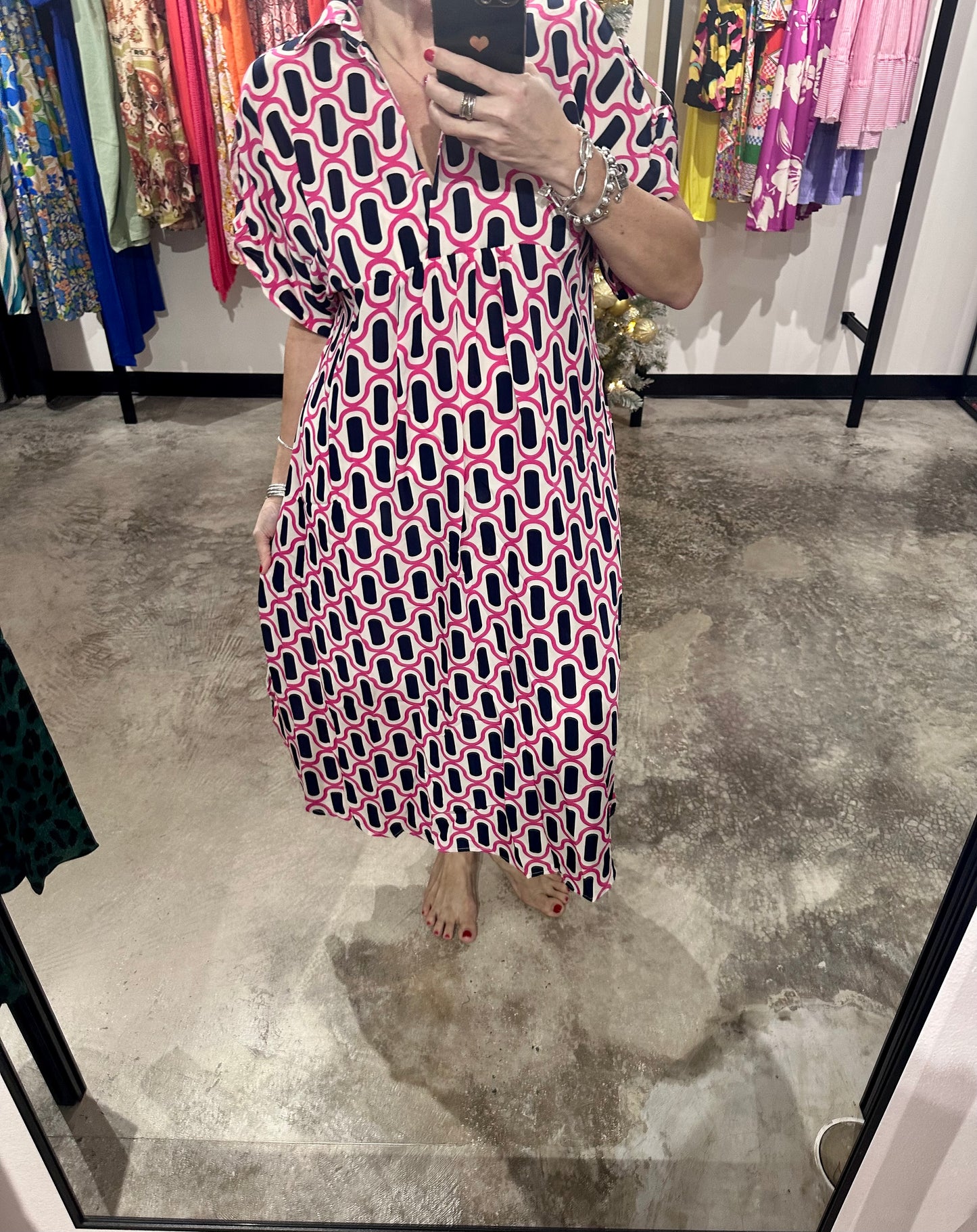 Geometric Print Midi Dress