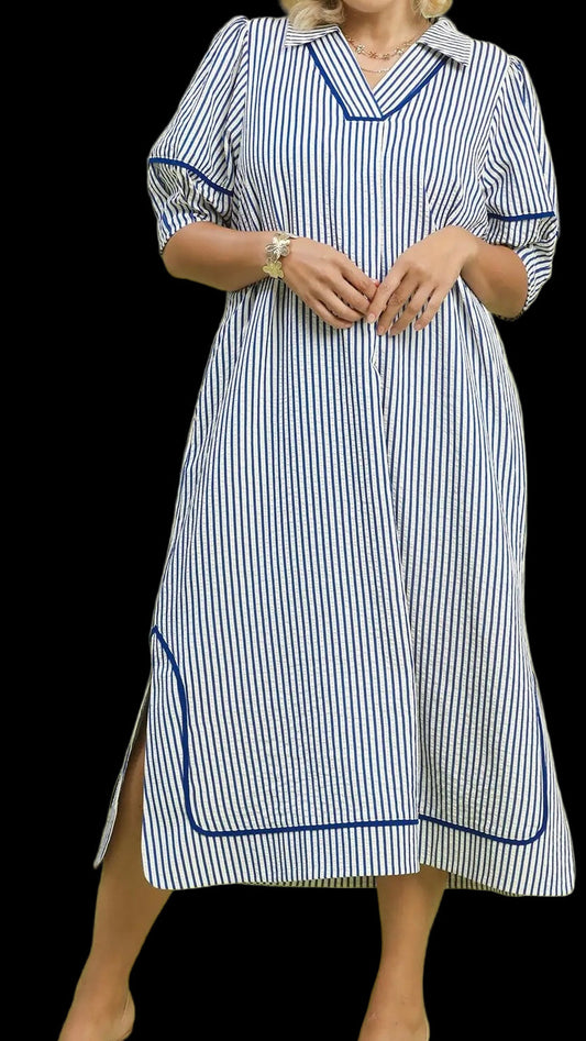 Curvy Striped Midi Dress
