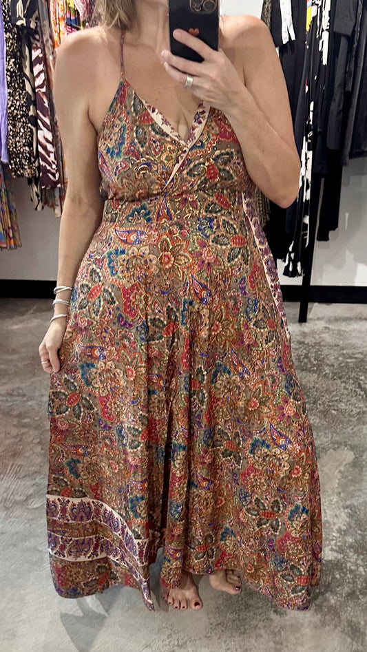 One Size Ruffle V Neck Maxi Dress