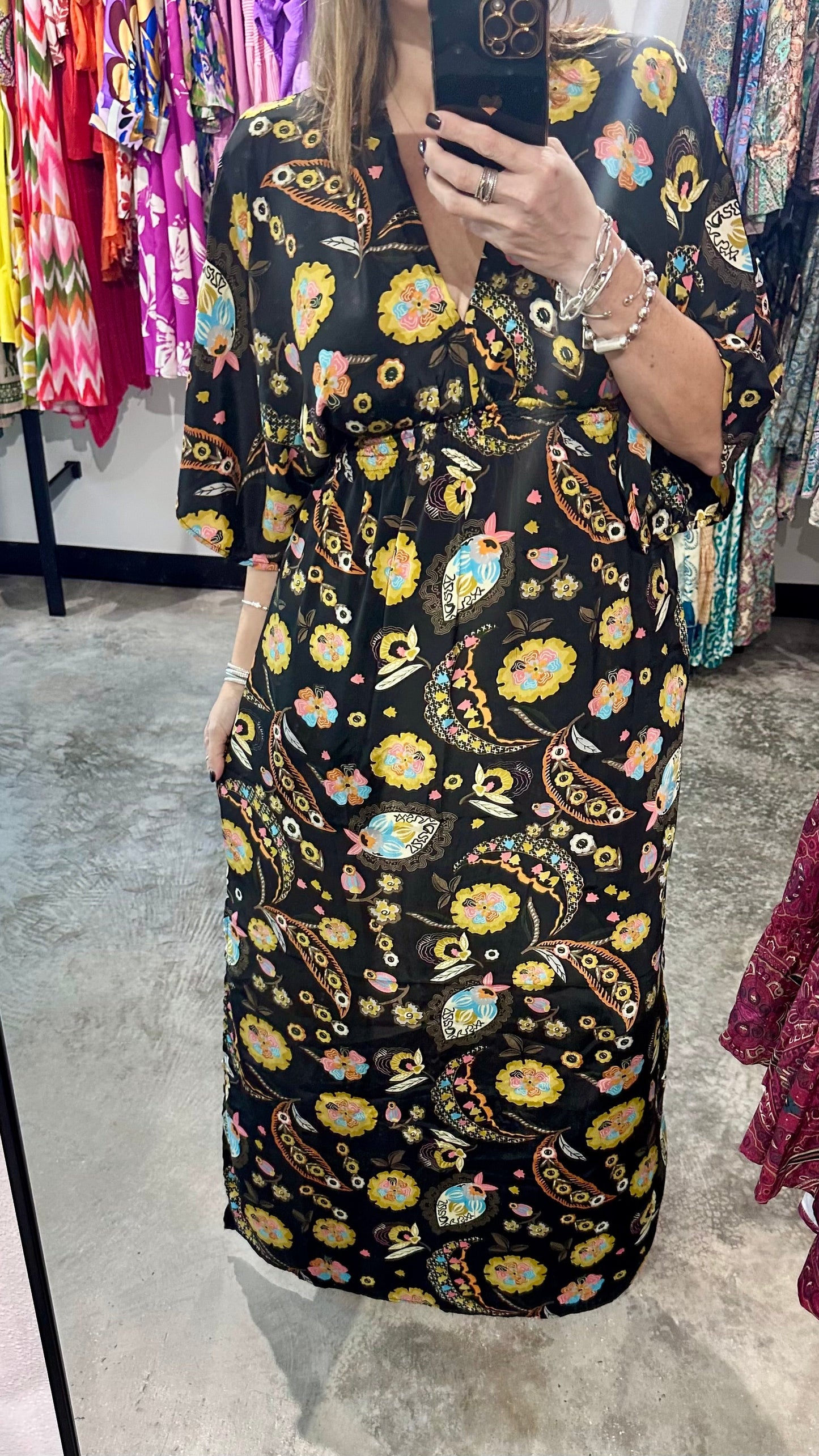 One Size Bell Sleeves Straight Fit Maxi Dress