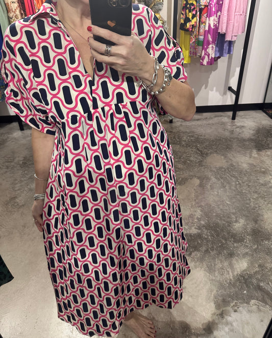 Geometric Print Midi Dress