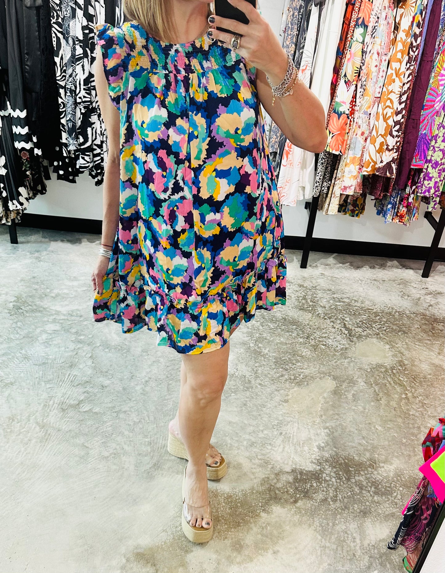 Floral Print A-Line Short Dress