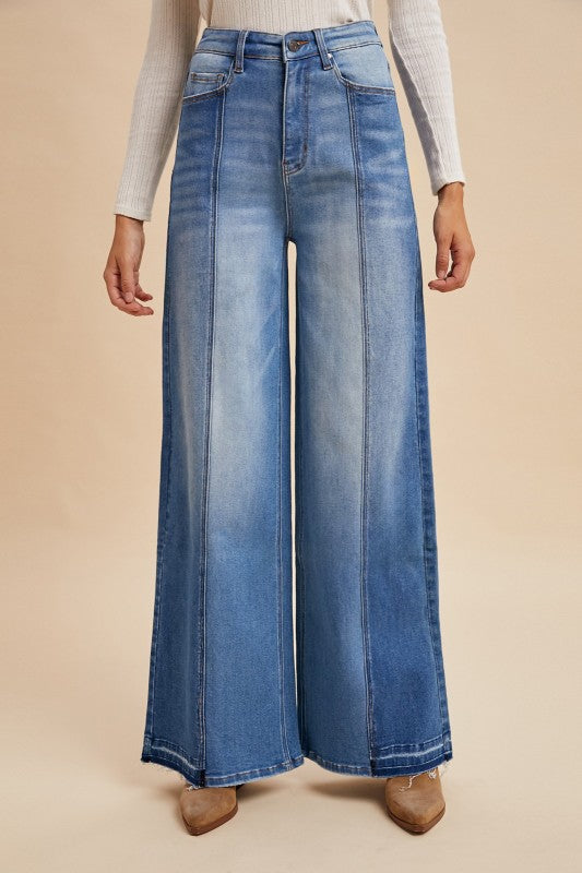 High Waist Wide Leg Denim Pants