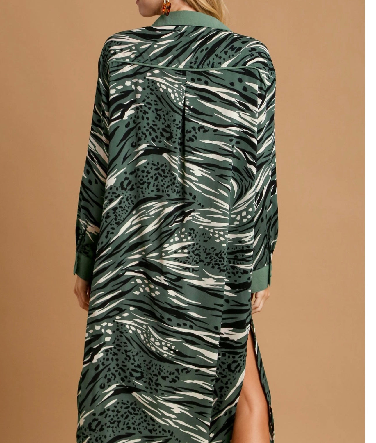 Animal Print Button Down Midi Dress