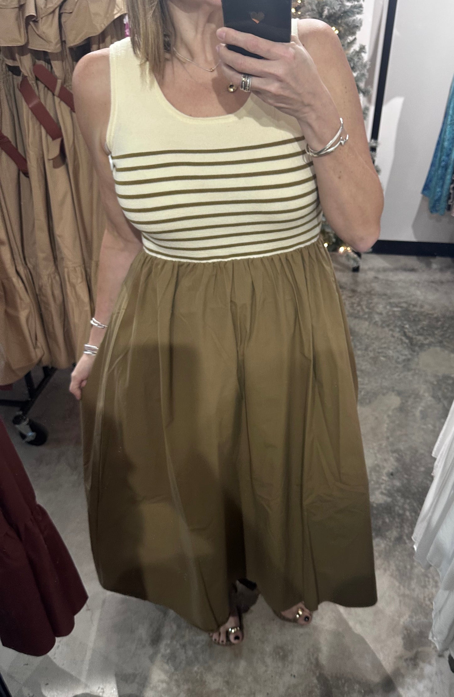 Striped Bodice Maxi Dress