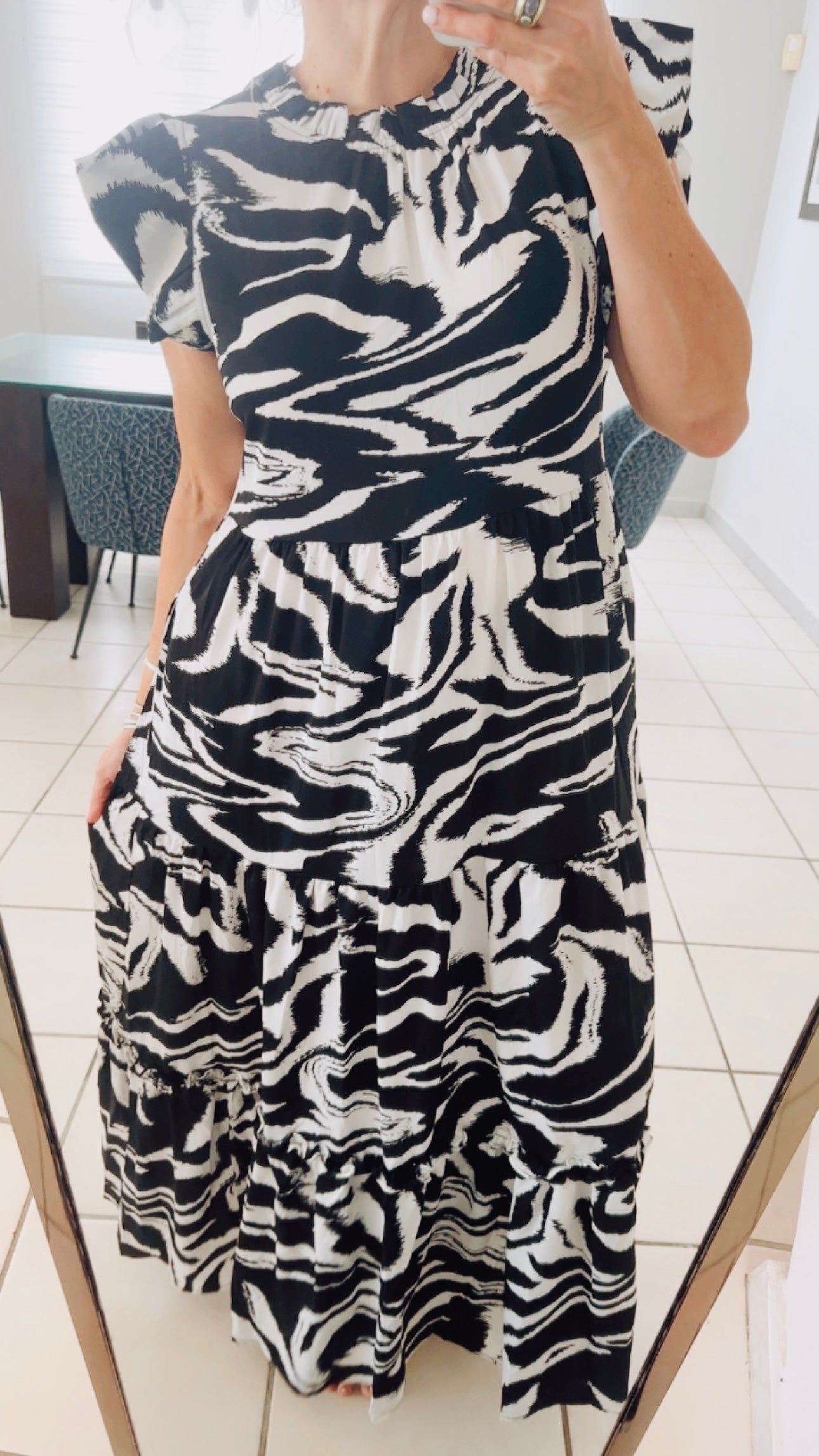 Swirl Black Print Maxi Dress