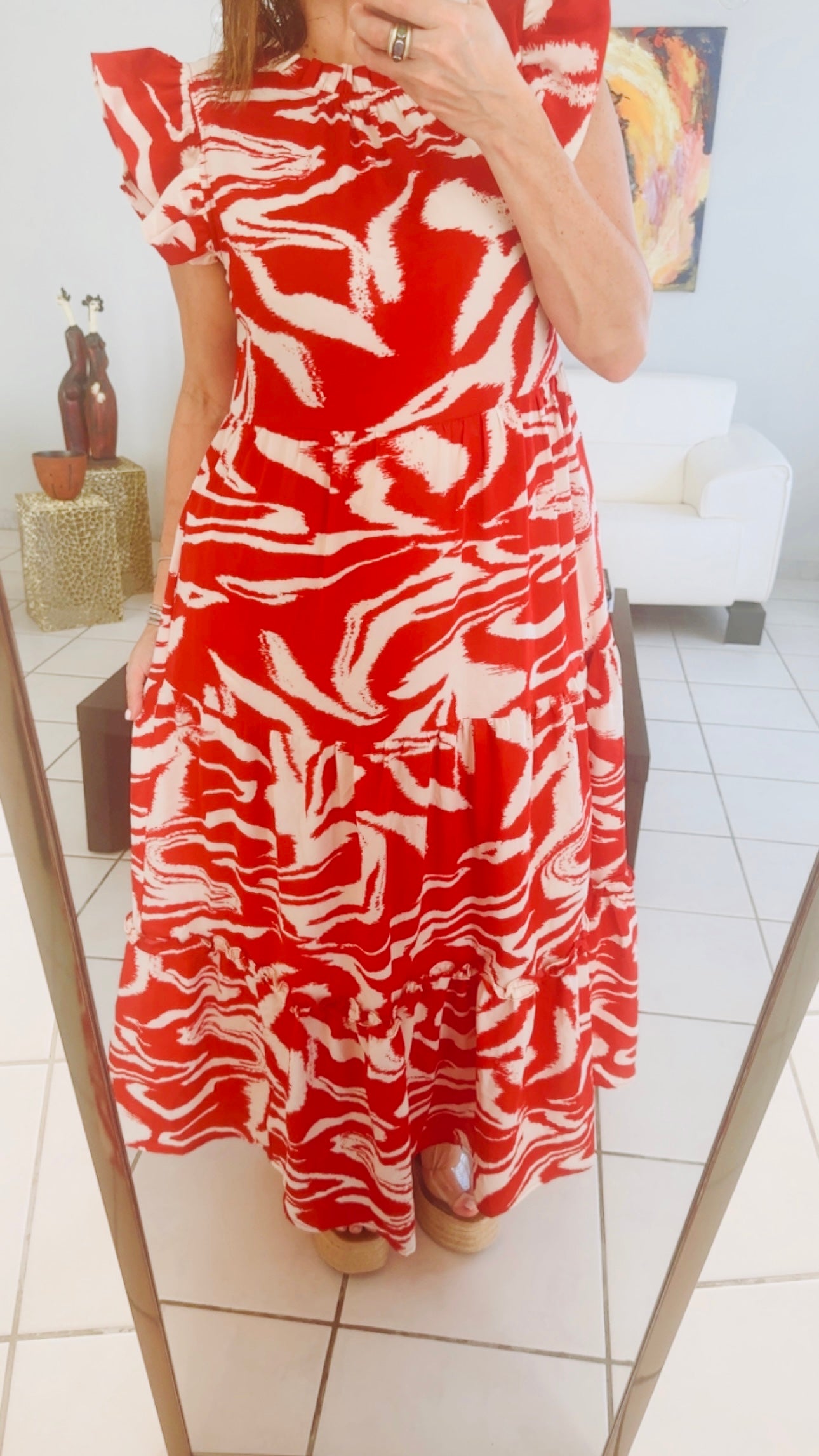 Swirl Red Print Maxi Dress