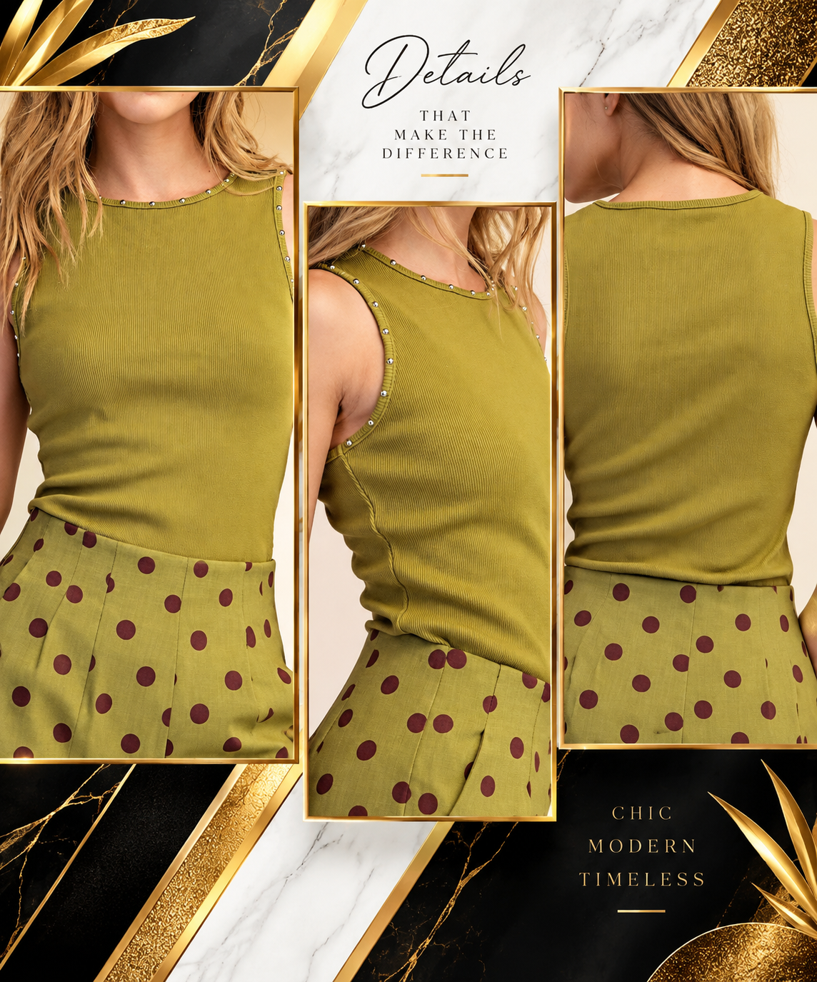 Stud Round Neck Top - Assorted