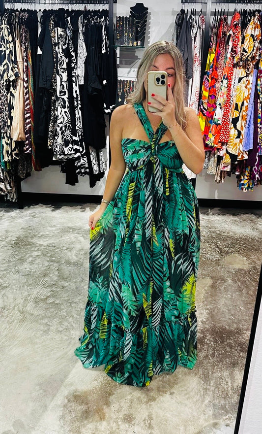 Palm Print Maxi Dress