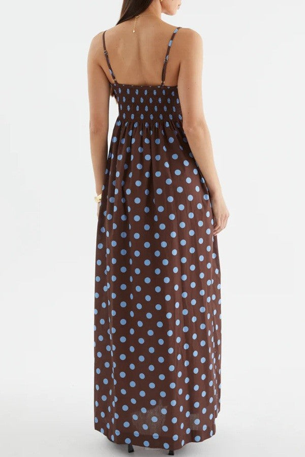 Blue Polka Dot Maxi Dress