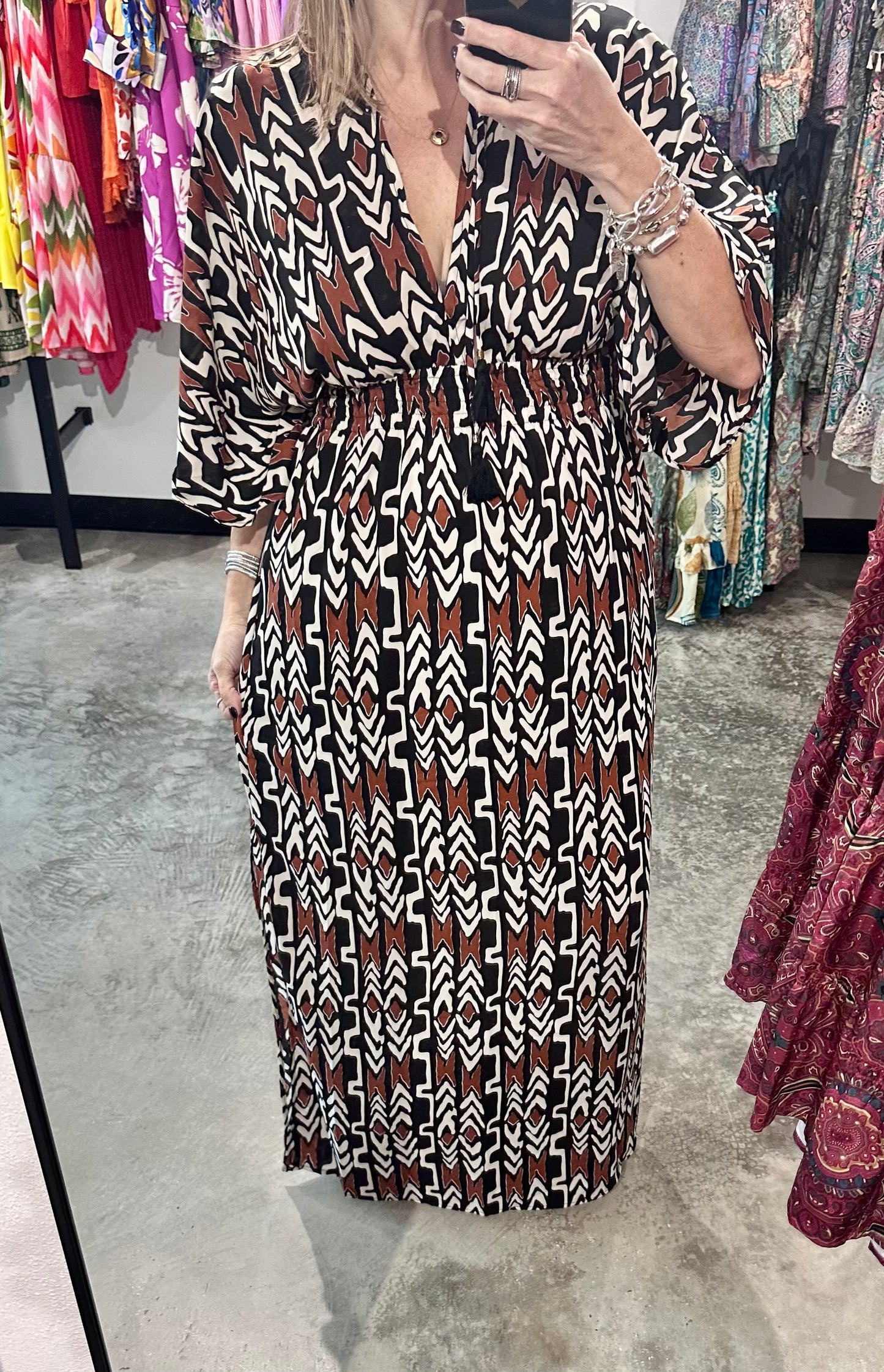 One Size Bell Sleeves Straight Fit Maxi Dress