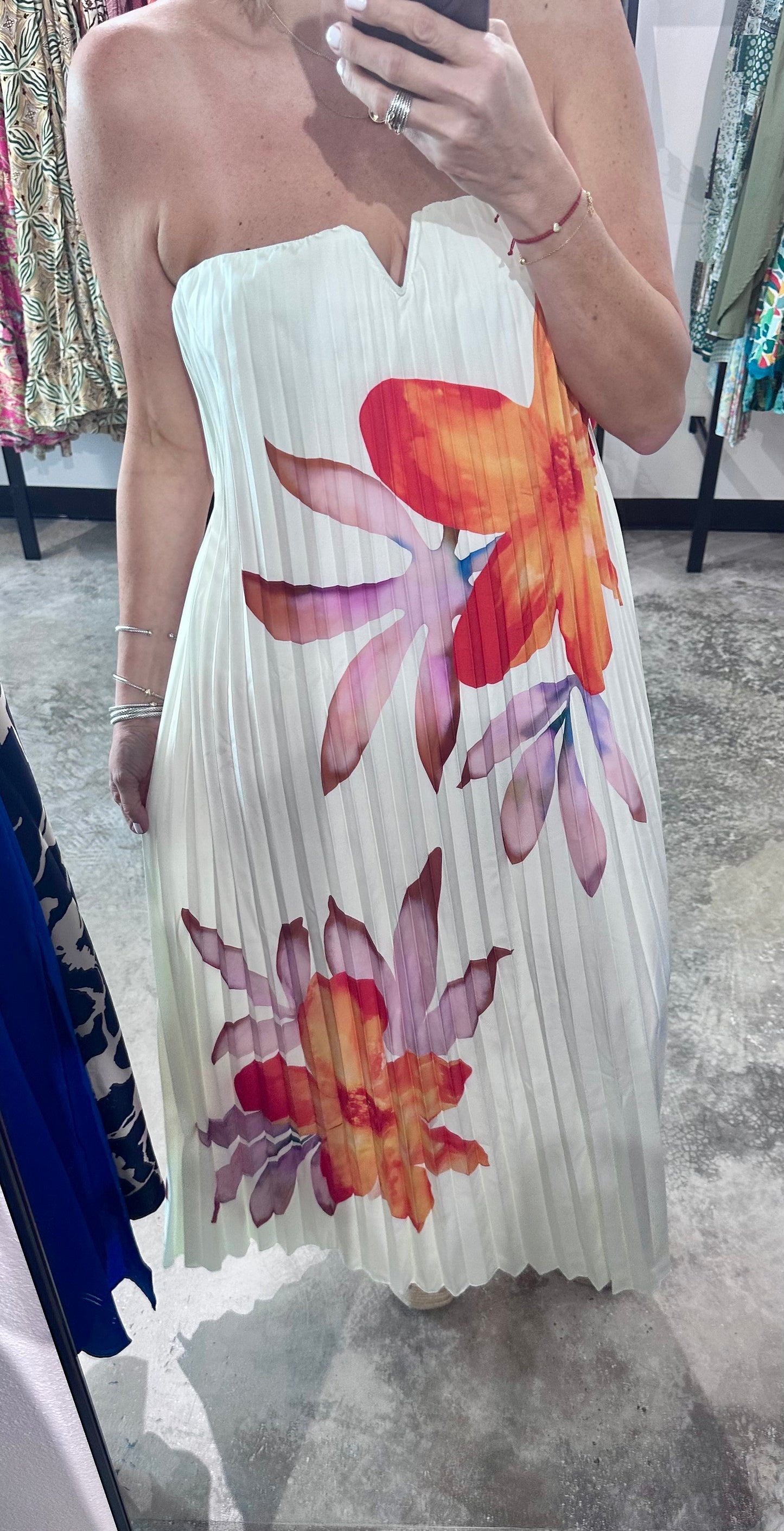 Strapless Pleated Maxi Dress