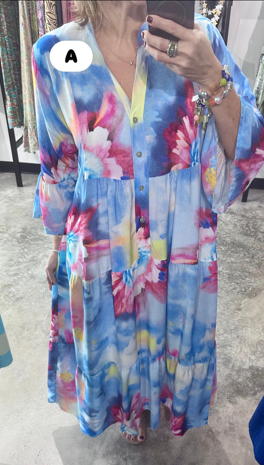 One Size Made in Italy Print Maxi Dress