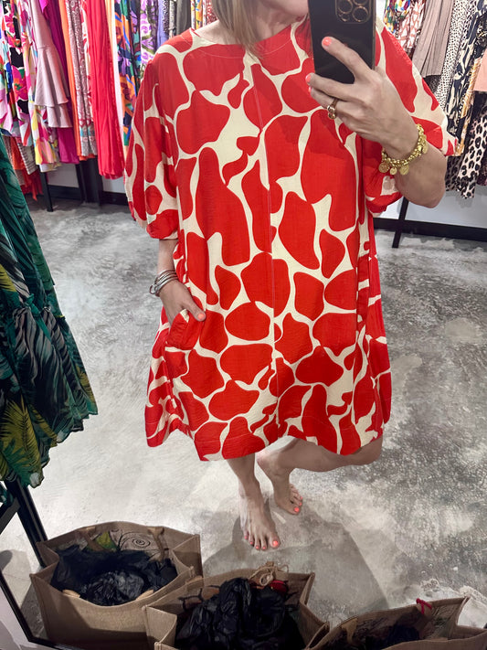 Abstract Print Short Dress