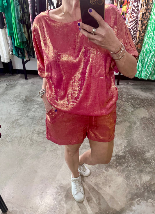 Metallic Top & Shorts Set