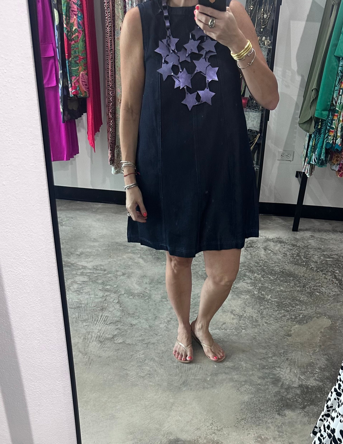 Sleeveless Denim Short Dress