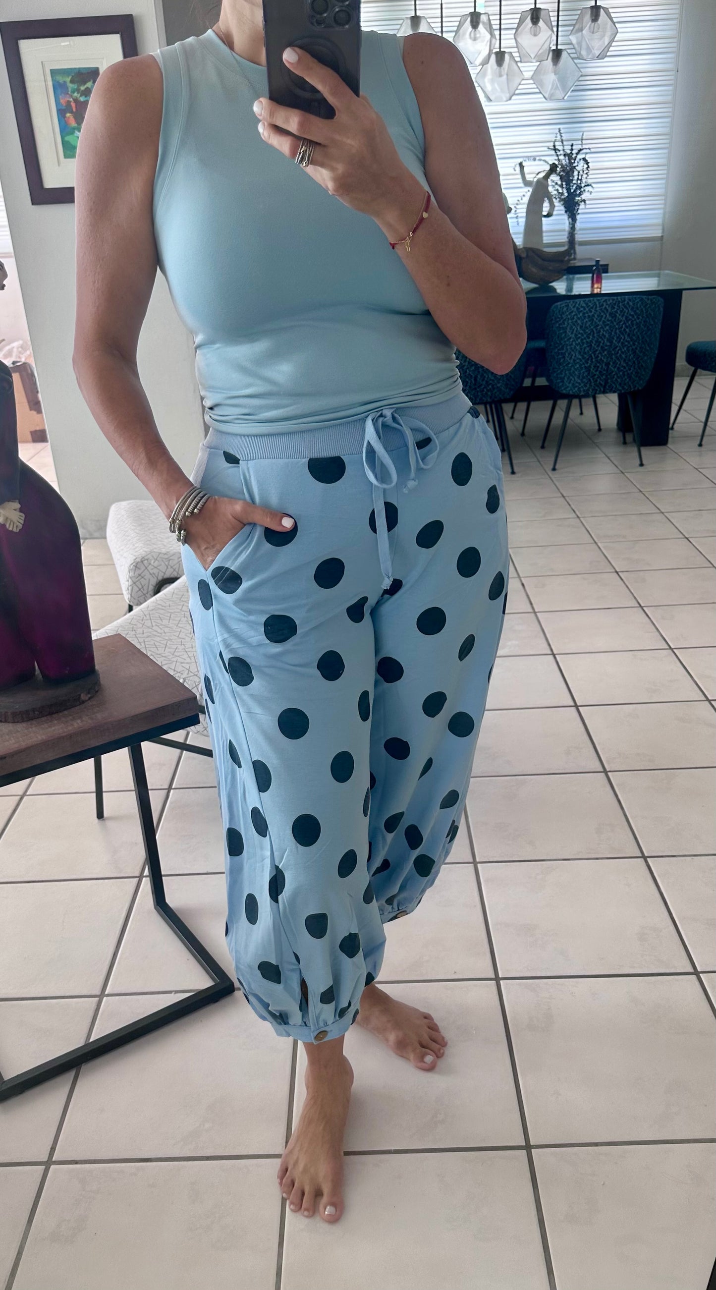 Mixed of Blues Polka Dot Balloon Pants