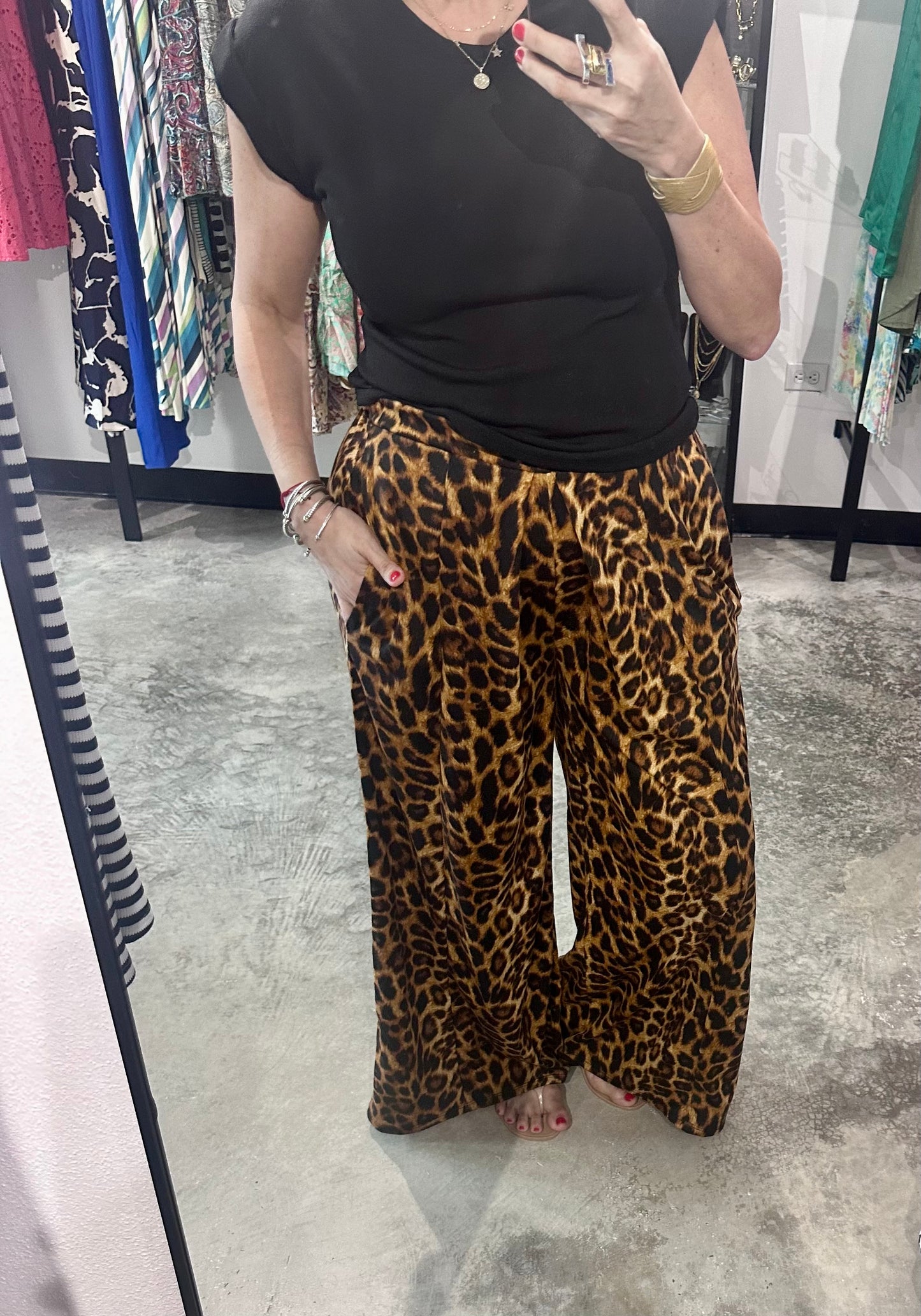 Leopard Print Pleated Pants