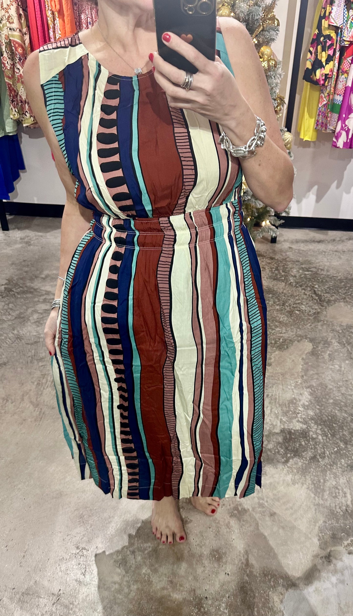 Abstract Print Midi Dress